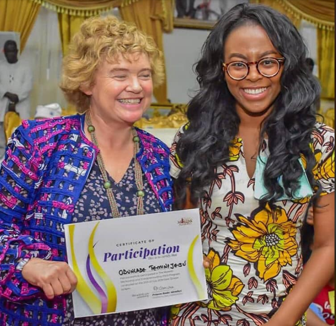 Certificate of Participation for the QMA mentorship program presented by the British High commissioner, Catriona Laing